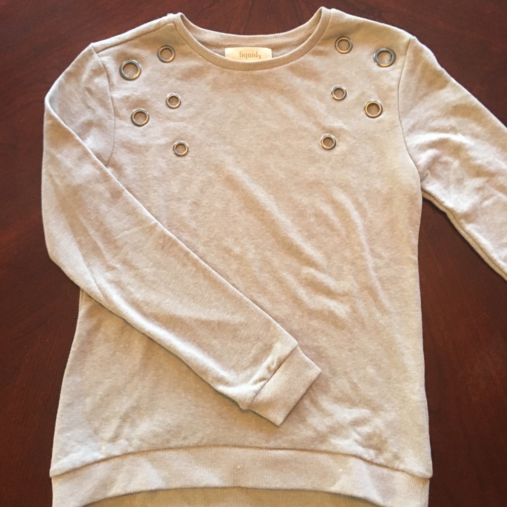 Taupe Liquid X top w/ open grommets on shoulder XS